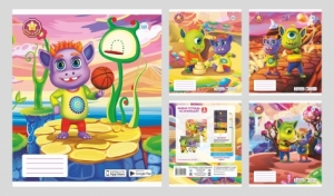 Монстрики линейка. Тетрадь школьная (170*205) 12 л